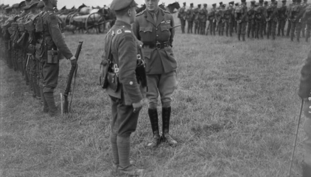 261_The Prince of Wales inspects a Canadian Machine Gun Battalion on the Valenciennes Front. October, 1918